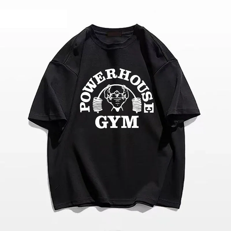 Powerhouse Gym Print T-Shirts Frühling Sommer Frauen Täglich Casual Lose Baumwolle Kleidung Harajuku Brief Applikationen Frauen T-shirts