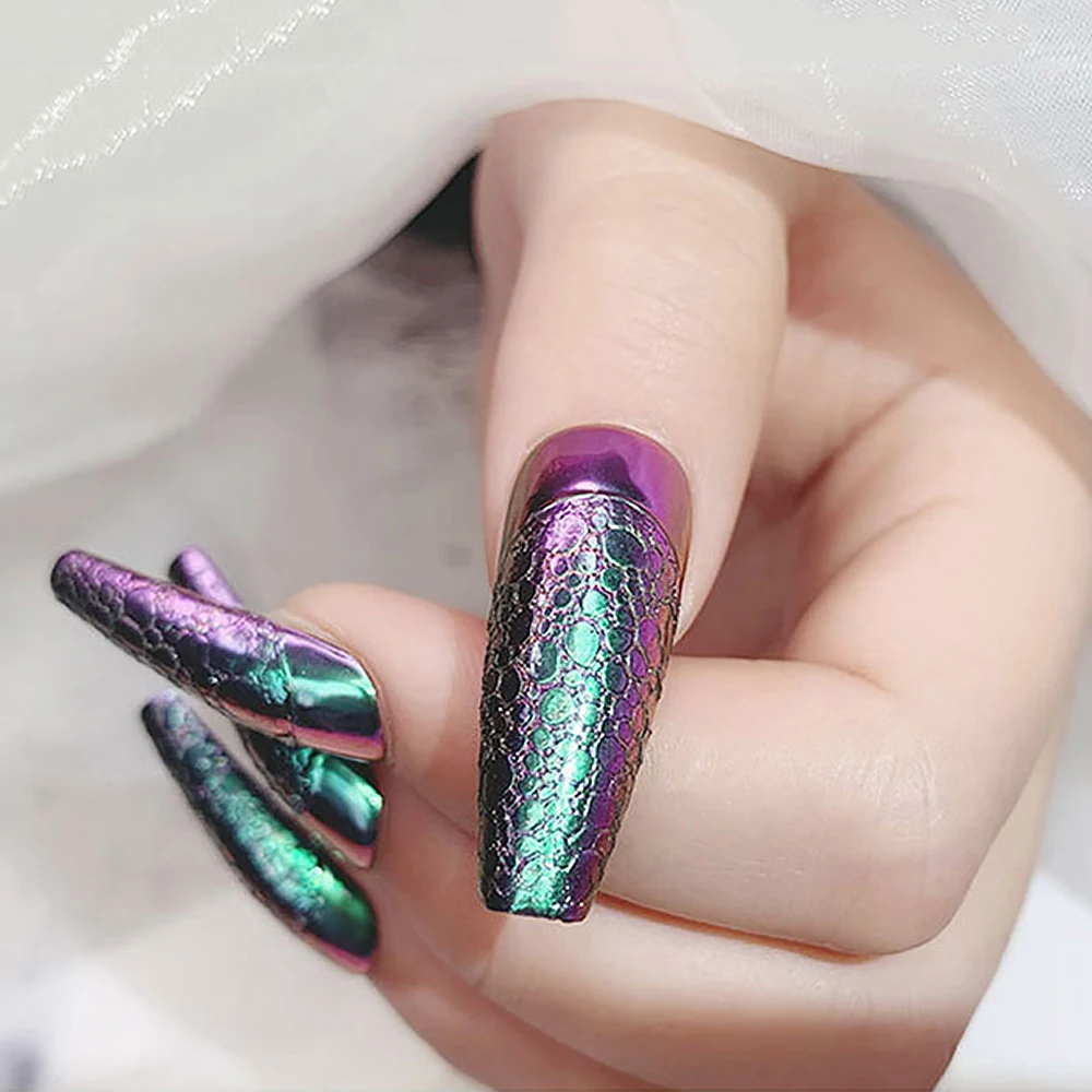 1 barattolo Camaleonte Aurora Specchio solido Polvere per unghie Lucido Duochrome Glitter Effetto metallico Polvere per unghie Fai da te Arcobaleno Ombretto Manicure