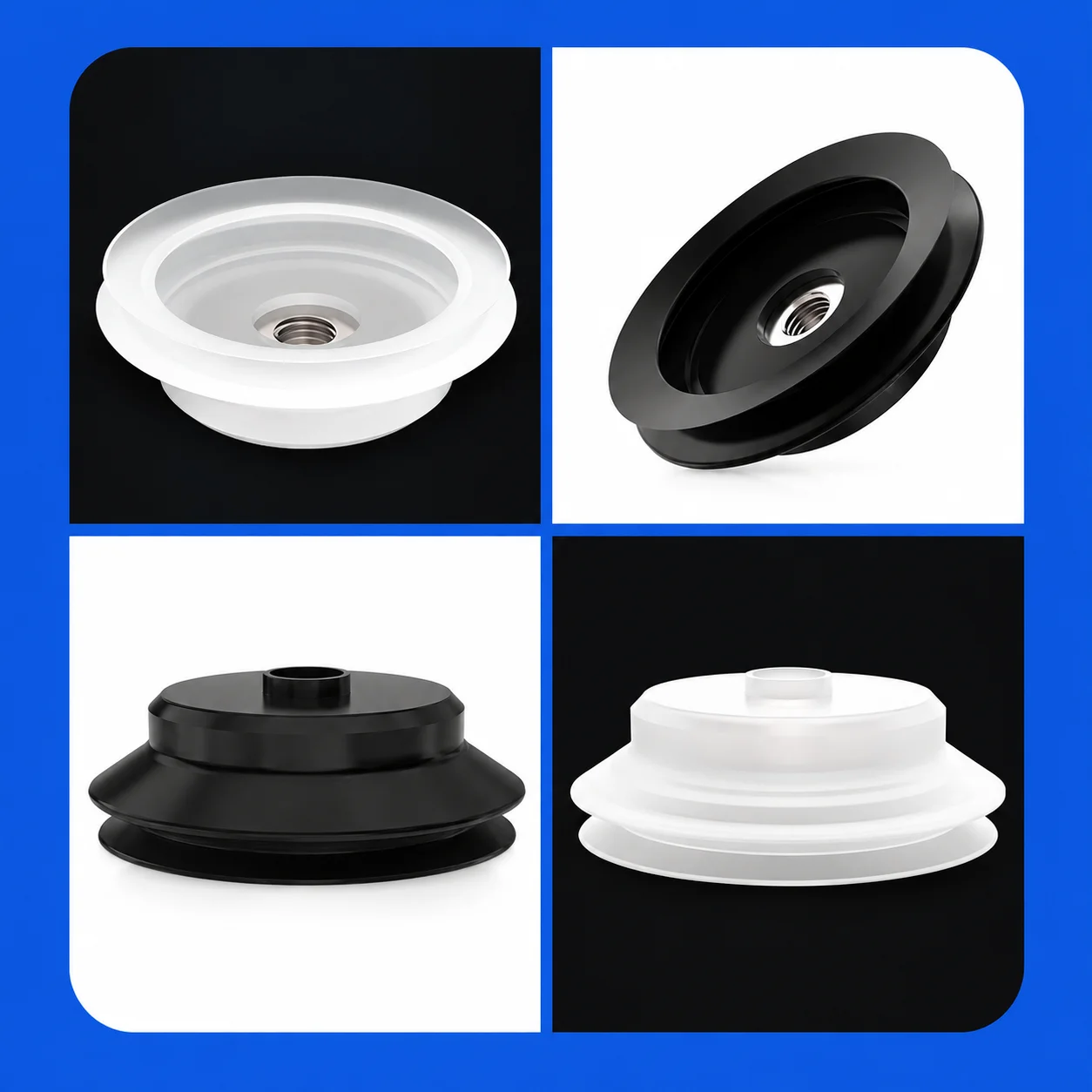 5Pcs PJG Series Double Bellows Vacuum Suction Cup Silicone Rubber Vacuum Pad Pneumatic Robot Gripper for Industrial Automation