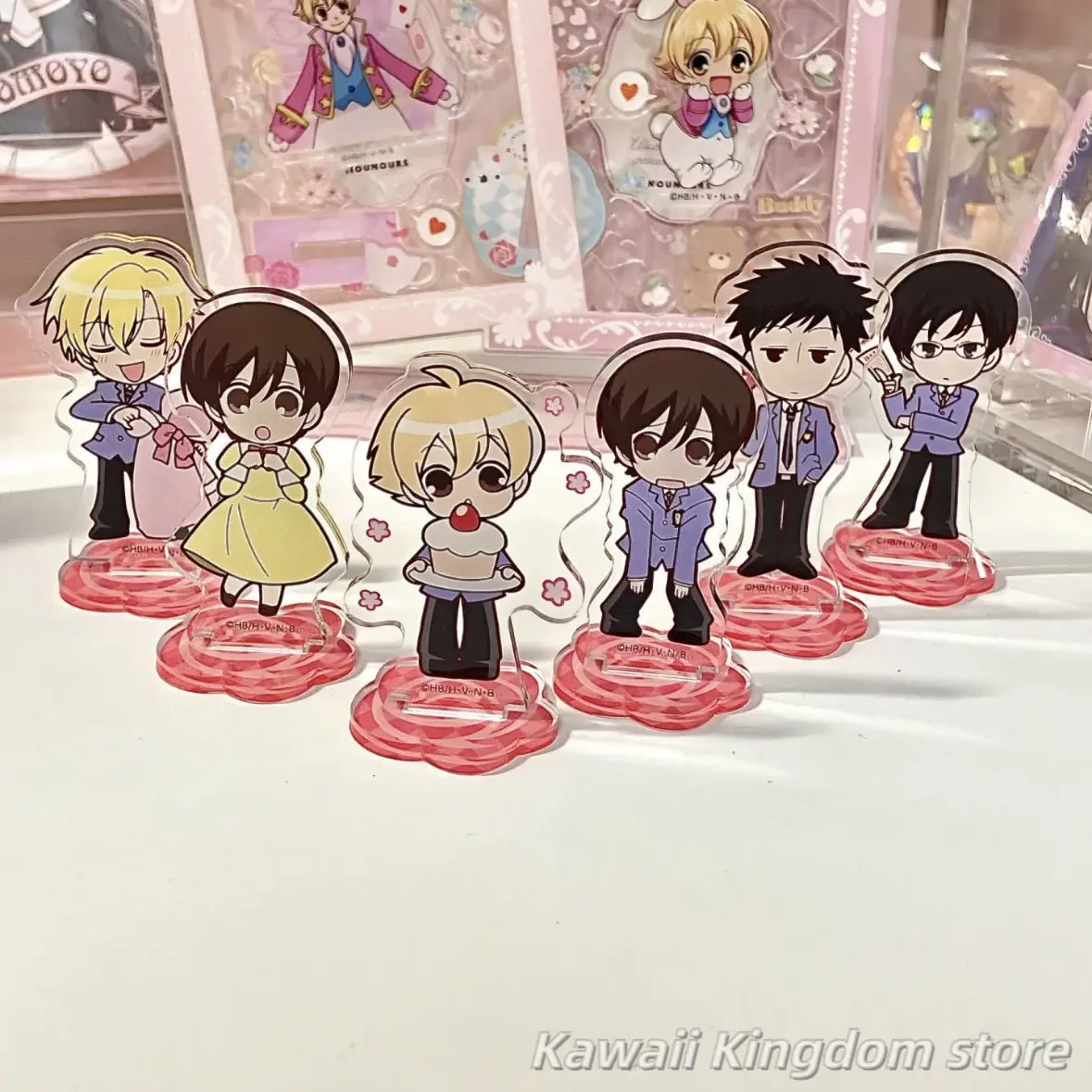 Ouran-figura de Anime del Club de presentador de escuela secundaria, soporte acrílico, modelo de placa, decoración de escritorio, letrero de pie, regalo para seguidores