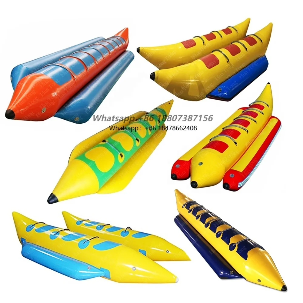 Wholesale 6 Person PVC Inflatable Boat Inflatable Water Flying Fishing Banana Aerial Kayak Lake River Water Sports Fun