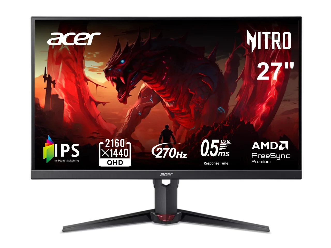 Acer Nitro 27" WQHD 2K 1440P 270hz IPS with AMD FreeSync Premium 0.5ms, sRGB 99%, Gaming Computer Monitor XV270U Z1bmiiprx