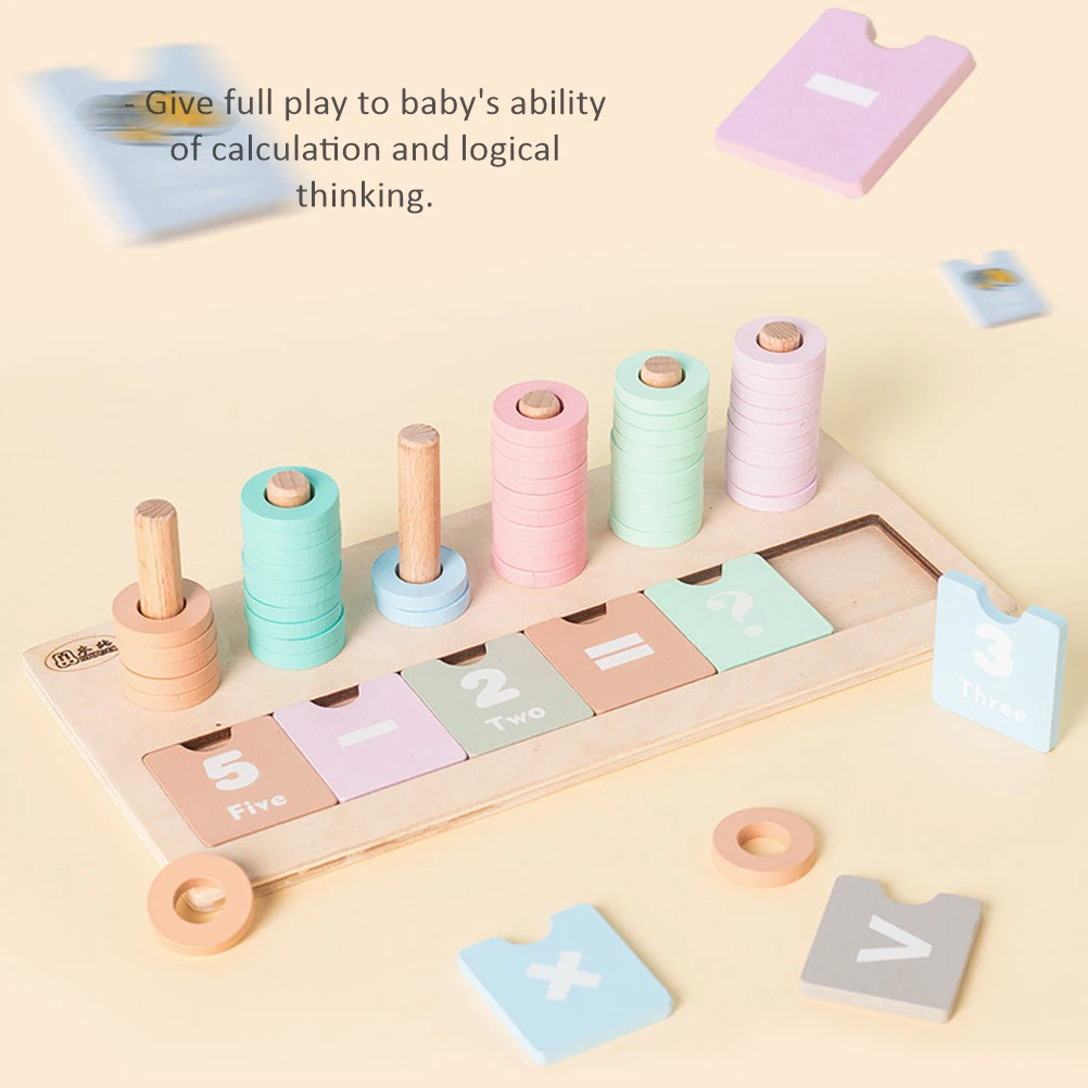 

Wooden Arithmetic Abacus Learning Toy Smooth Edges Children Color Shape Size Calculation Logical Thinking Educational