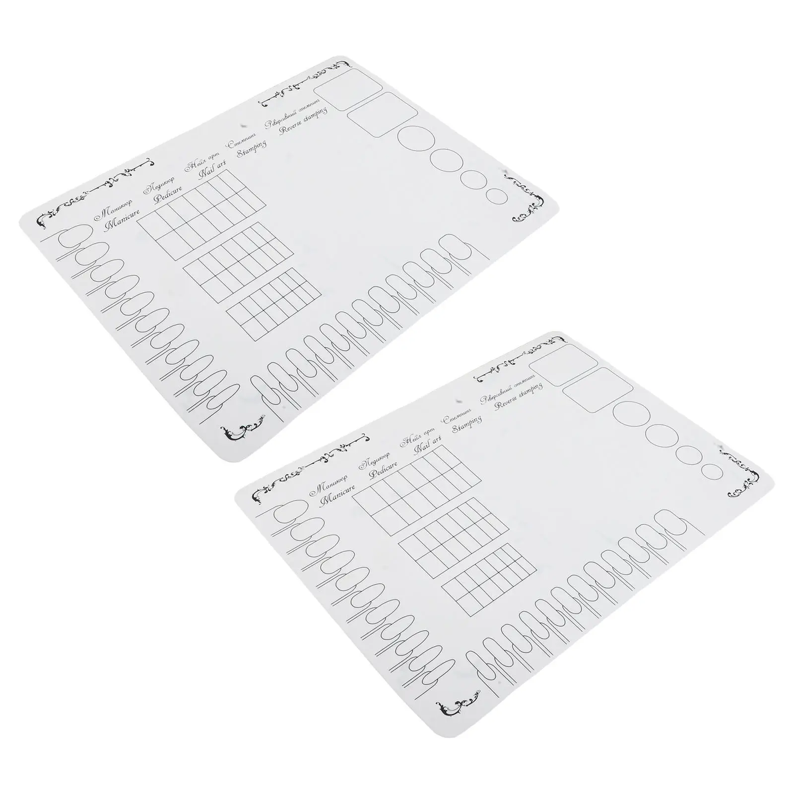 2Pcs Nail Art Practice Mat Silicone Hand Rest Pad Manicure 40x30cm Detachable Palette Artist Workspace Nail Tech Desk Mat