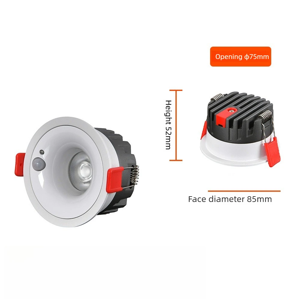 PIR Motion Sensor LED Ceiling Downlight 12W Surface Mounted Anti-Glare Smart Stair Bedroom Home Spot Lighting Fixture AC110/220V
