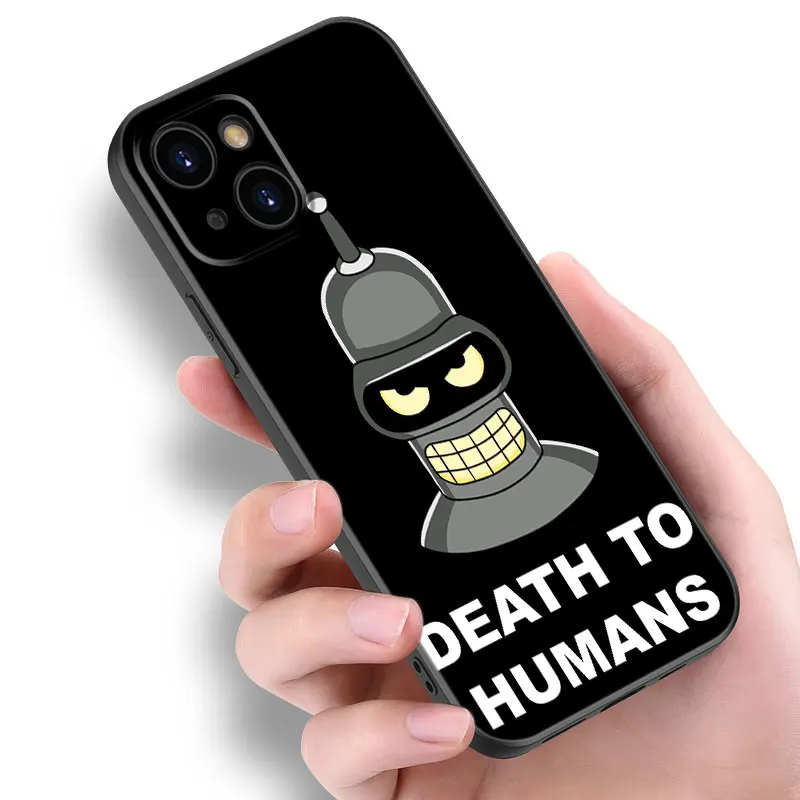 Cartoon Futurama Bender Black Silicone Phone Case For Apple iPhone 12 13 Mini 11 14 15 Pro Max 7 8 Plus X XR XS SE 2020 2022