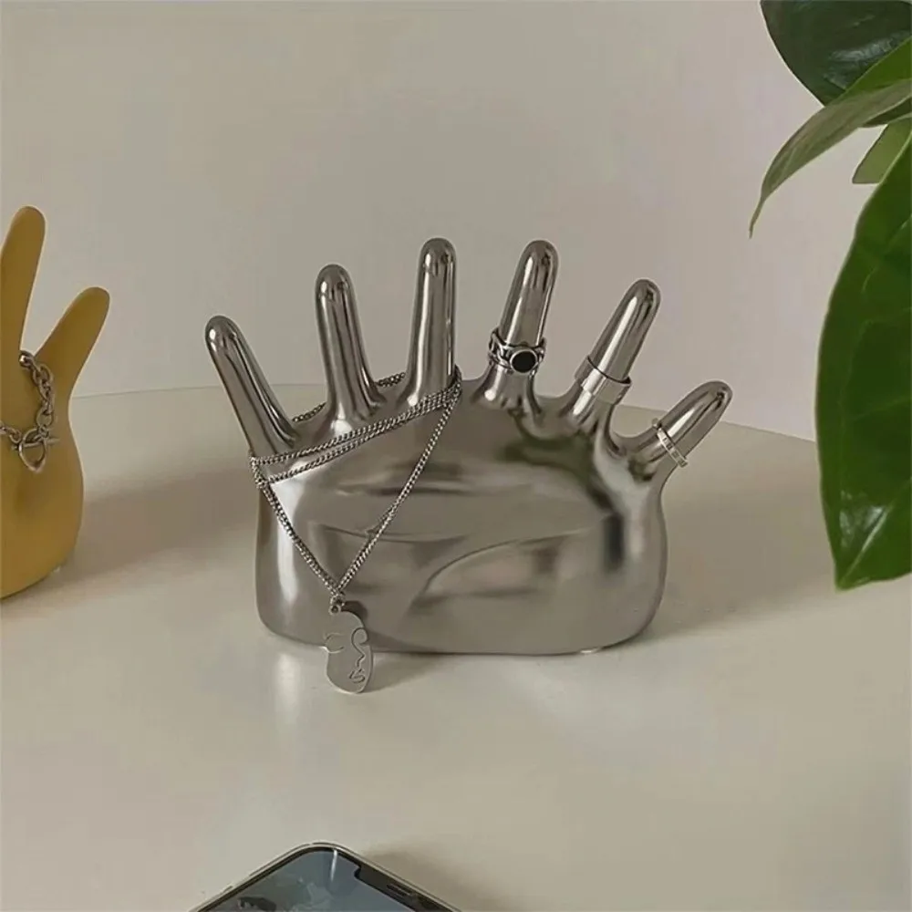 6 Fingers Palm Shape Rings Holder Resin Crafts Jewelry Display Stand Simple Vintage Palm Shape Jewelry Display Stand