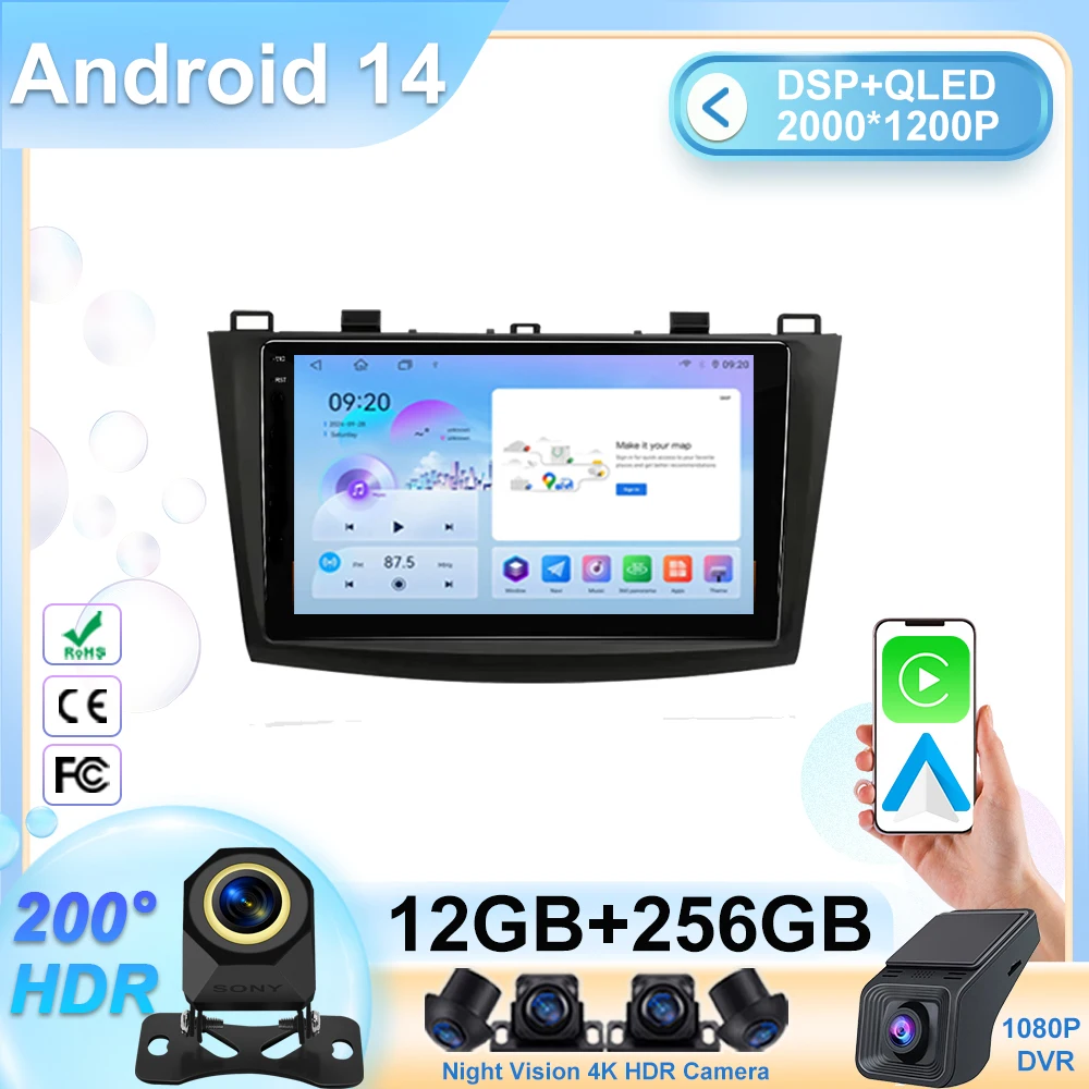 

Для Mazda 3 2010 2011 2012 2013 Android автомобильный радиоприемник мультимедийный плеер GPS-навигация Carplay автомобильные стерео интеллектуальные системы