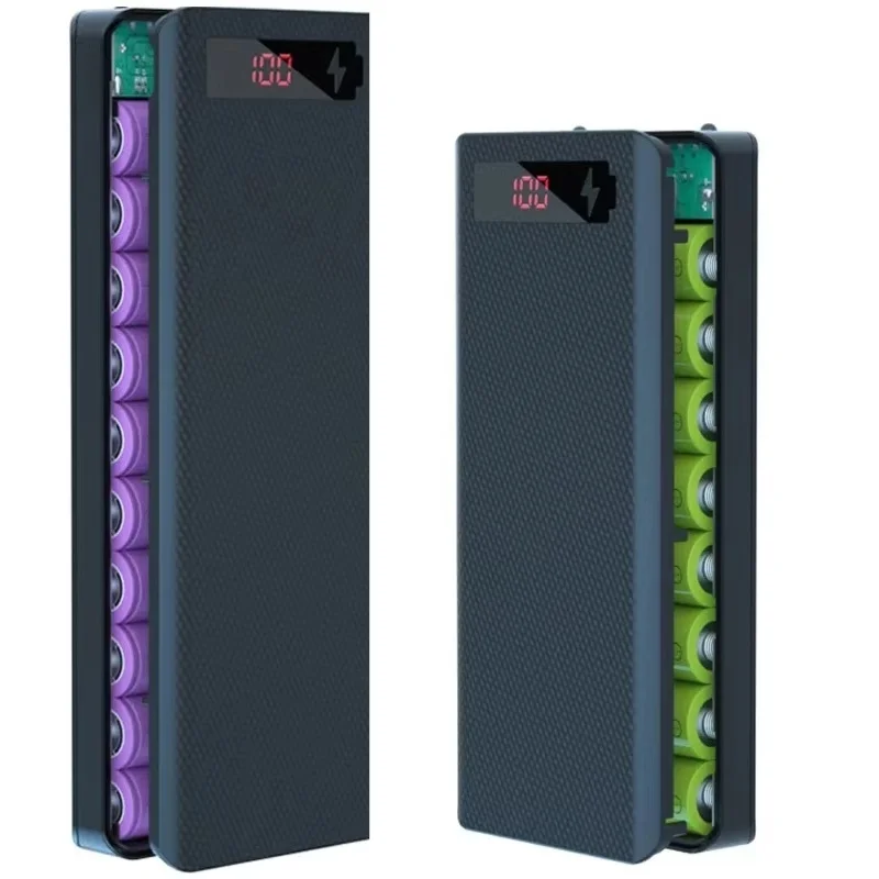 8&10 Slots 18650 Powerbank-Gehäuse Batteriebox-Halter Tragbare Dual-USB-Typ-C-Schnittstelle Ladeanschluss USB-Powerbank-Ladeschale