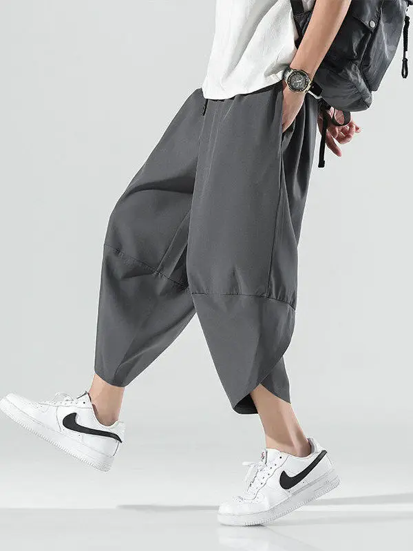 

Men's Summer Thin Wide Leg Harlan Pants Loose Sport Casual Shorts Seven-Foot Length Flat Cloth Breathable Comfortable Loose Fit