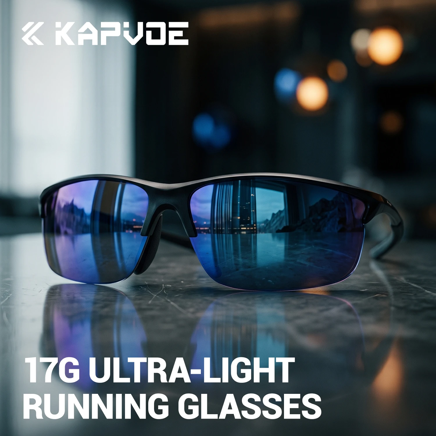 

Kapvoe Premium Running Sunglasses Feather-Light 17g All-Outdoor Sports Eyewear UV400 Shield Men Women Elastic Frame Spectacles