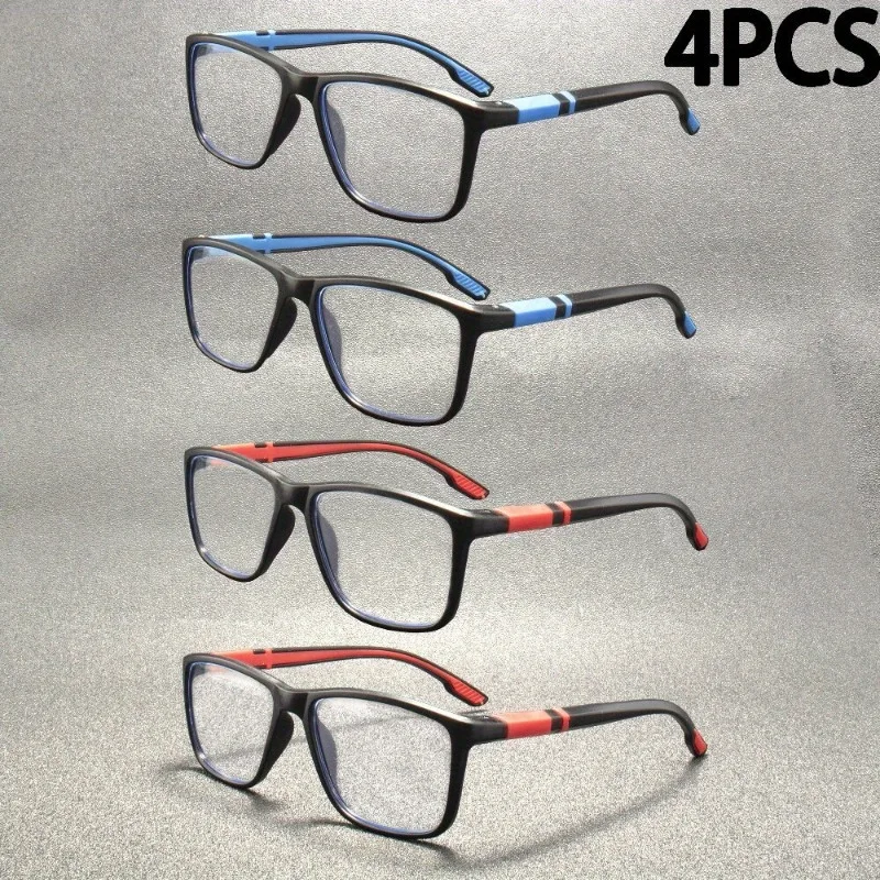 

4pcs Sports-Style Photochromic Reading Glasses for Men Women Seniors Modern College Design Daily Use Sports Activities