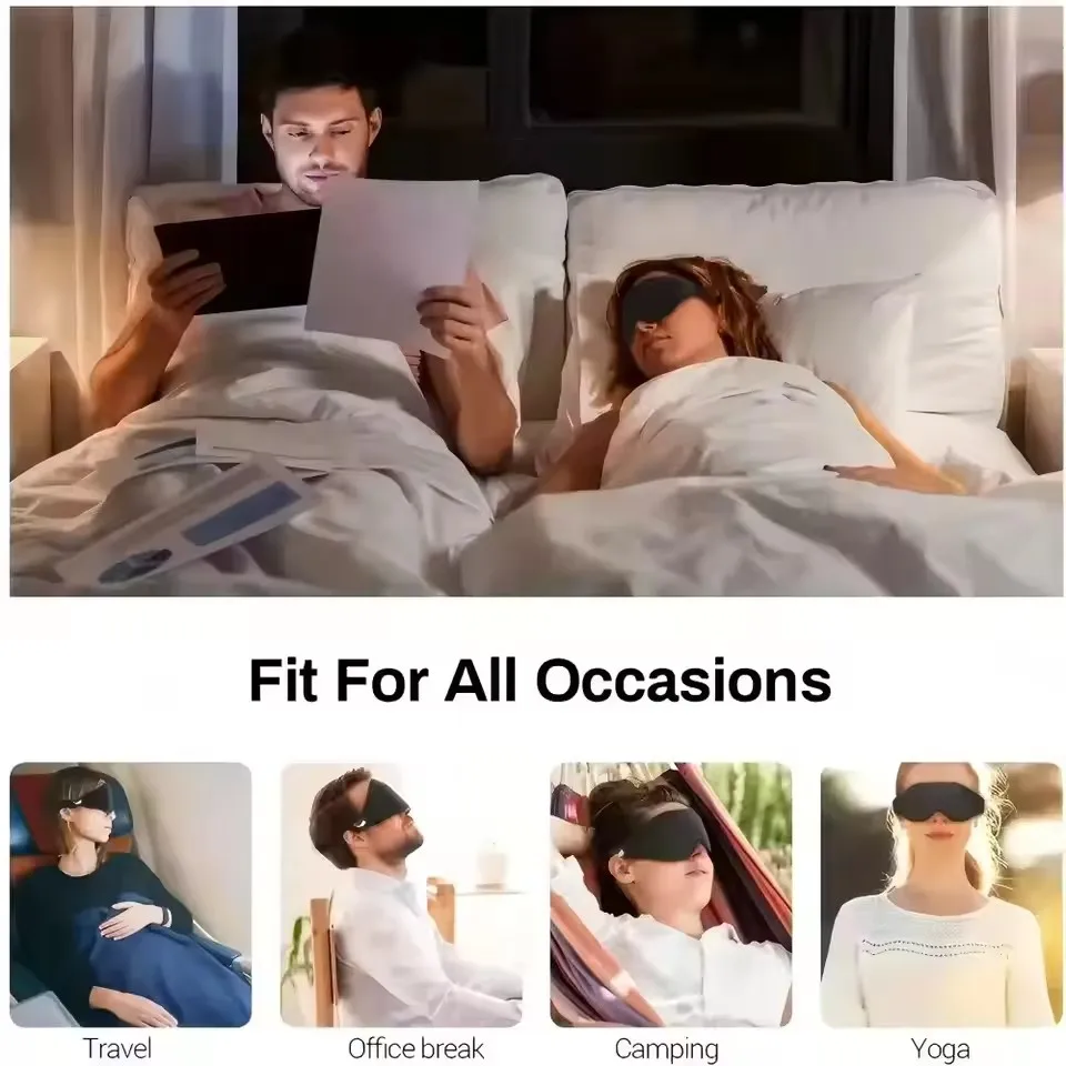 3D Eye Mask, Comfortable & Breathable Sleep Mask with Nose Pad, Adjustable Size Eye Cover for Sleeping, Travel & Nap, Blackout view 4