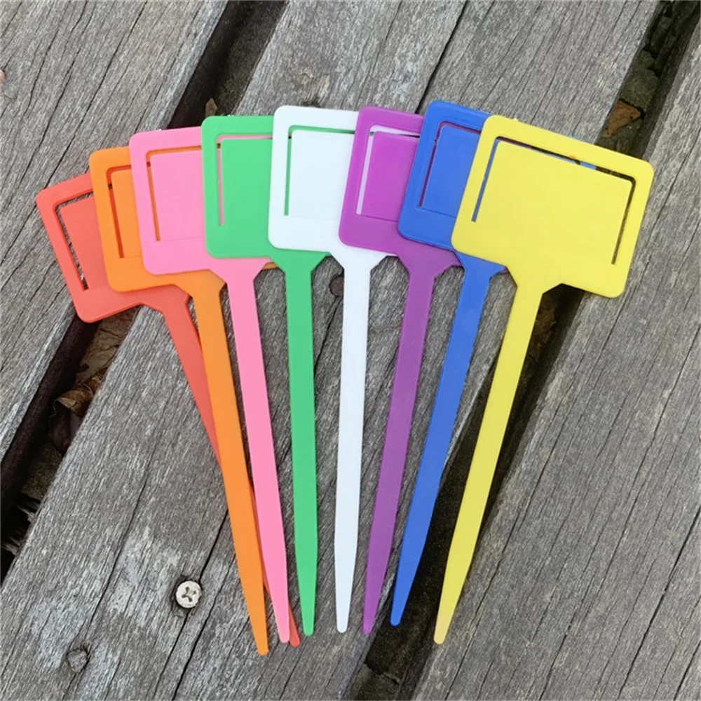 10pcs Plastic Plant Labels Reusable Gardening Plant Markers Tools T-type Sign Tags Markers Record Plate Flower Potted Stakes