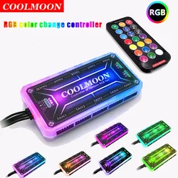 COOLMOON ARGB Controller 12V 5A 6Pin ARGB Cooling Fan Smart Remote Control PC Computer Case Cooling Chassis Silent Fan Hub