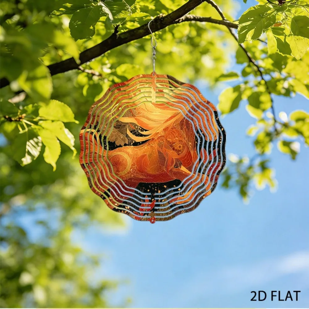 

Mythical Horse Wind Chimes Iron Flame Sculpture Garden Art