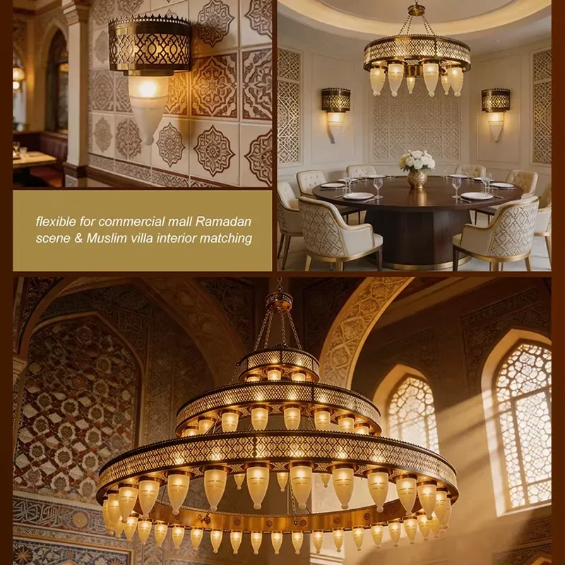 Bespoke Factory Indoor Decoration Sconce Light Hotel Villa Resort Mosque Aisle Arabesque LED Wall