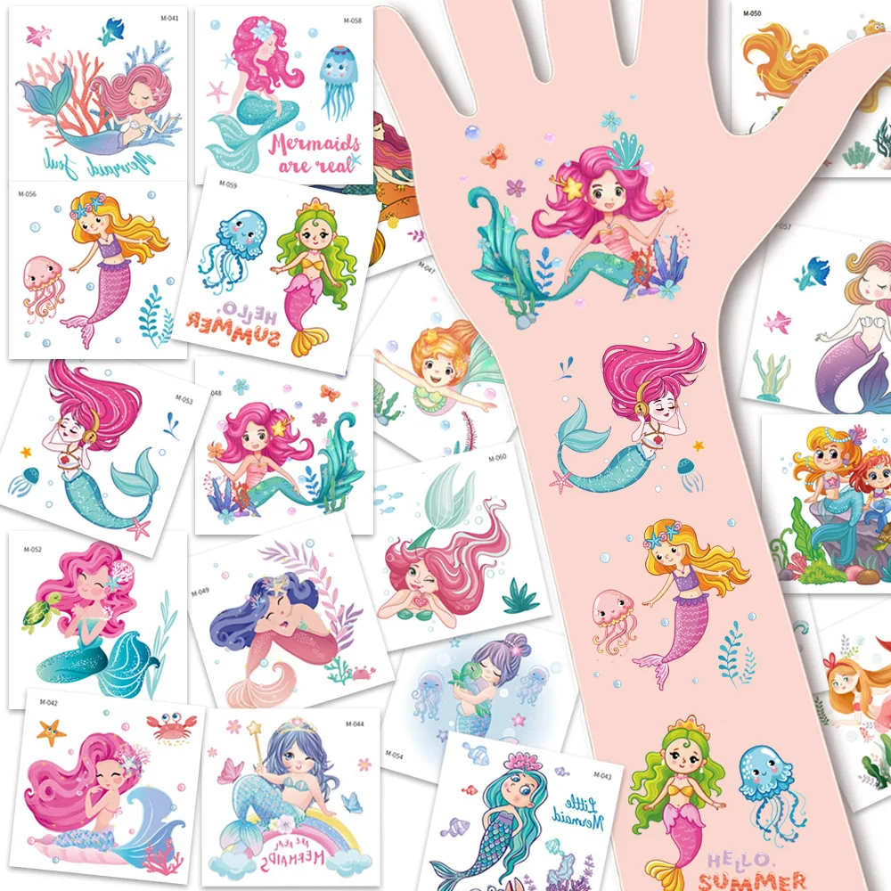 20 Sheets Mermaid Temporary Tattoos, Cute Ocean Fantasy Fairy Pattern Stickers, Last 2-5 Days, Great for Birthday, Slumber & Beach Mermaid Parties, Party Favors, Goodie Bag Fillers and Creative Gifts