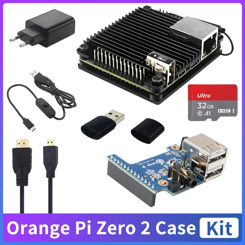 

Orange Pi Zero 2 Aluminum Alloy Case Cooling Enclouse Black Metal Shell Protective Passive Cooling Case Kit for Orange Pi Zero 2