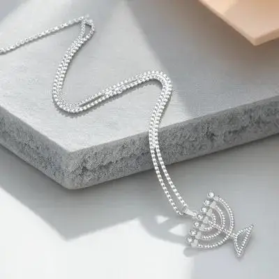 

Candlestick Necklace Branches Pendant Unique for Women Hanukkah Neck Jewelry For Women Necklace Lightweight Versatile