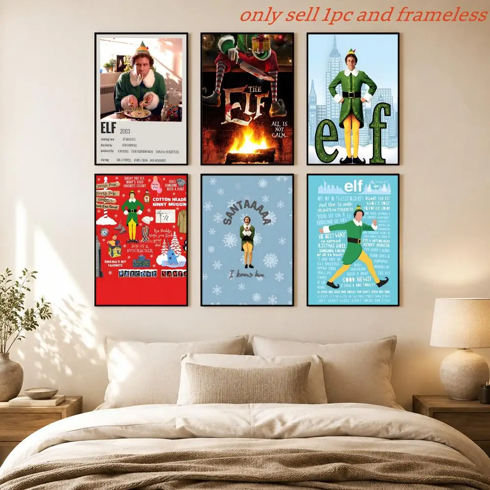 Christmas movies E-Elf Poster HD Home Sticky Wall Waterproof Home Living Room Bar Aesthetic Decor