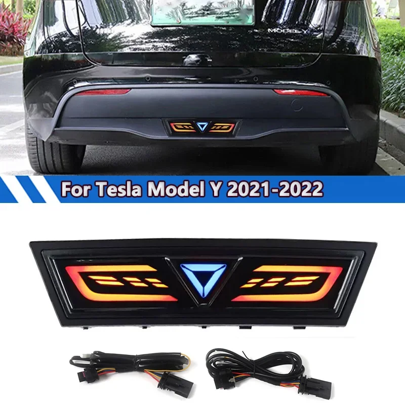 LED Rear Reflector Polit Light Tail Brake Lamp Smoked For Tesla Model Y 2020-23