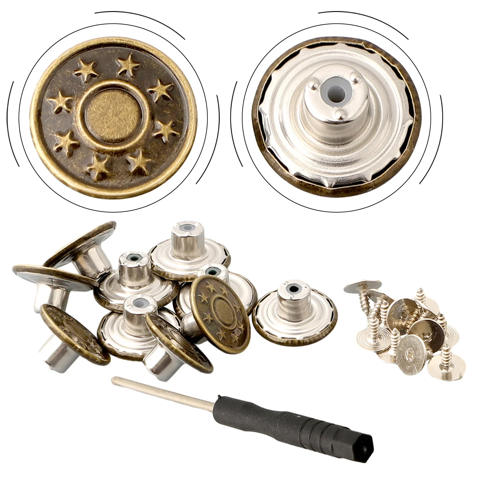 Instant Waist Adjustment with Metal Jeans Buttons 10 PCS 17mm Replacement Screw Buttons for Denims Personalize Your Fit