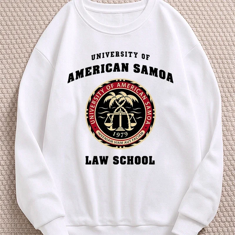 American Samoa Law School Print Hoodies Fall Winter Men Women Casual Fashion Oversized Long Sleeve Fleece Pullover Sweatshirts