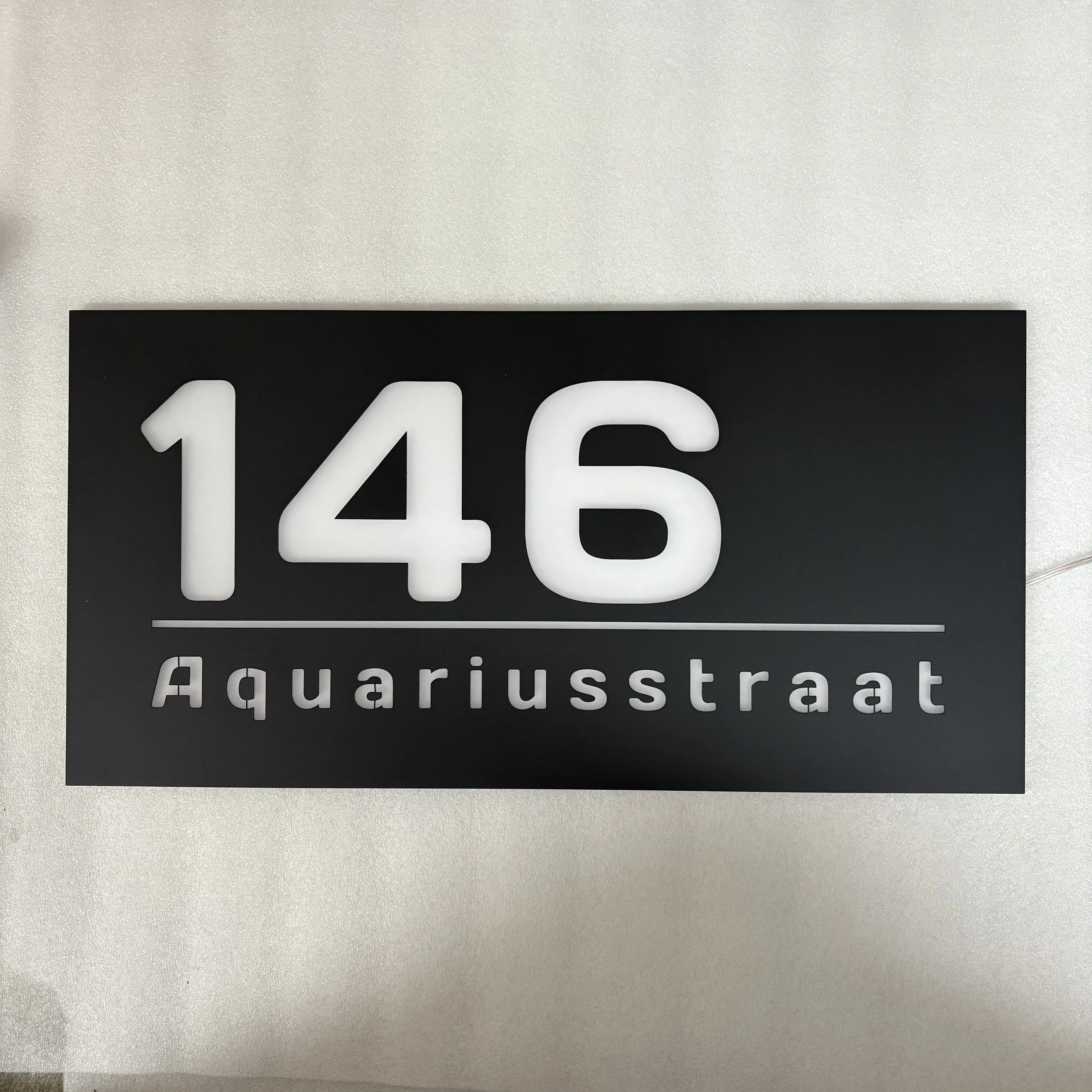 Premium Custom Backlit House Address Sign, Modern Illuminated Numbers Plaque with Matte Metal Coating,Exterior Address Plaque
