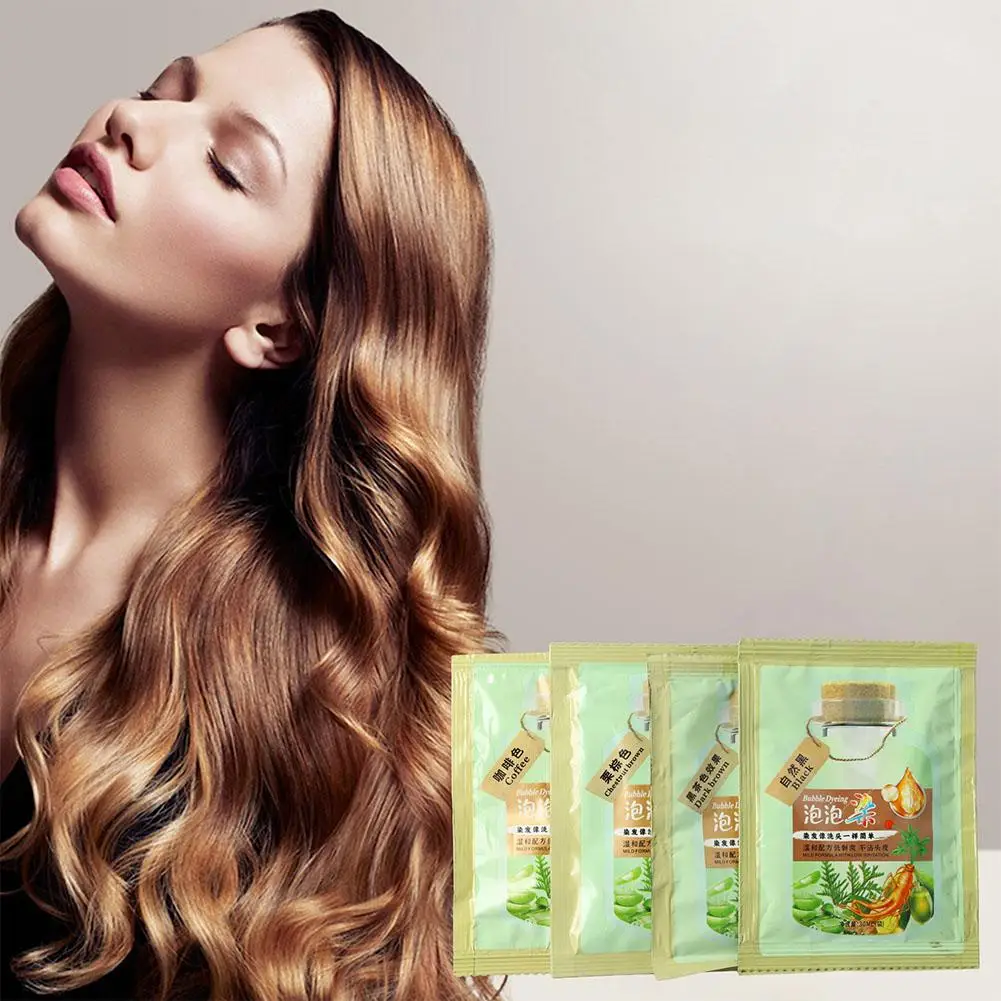 5PCS Natural Plant Herbal Hair Dye Shampoo 5 Minutes Change Hair Color Non-irritating Repairs Gray White Hair Care Women Men