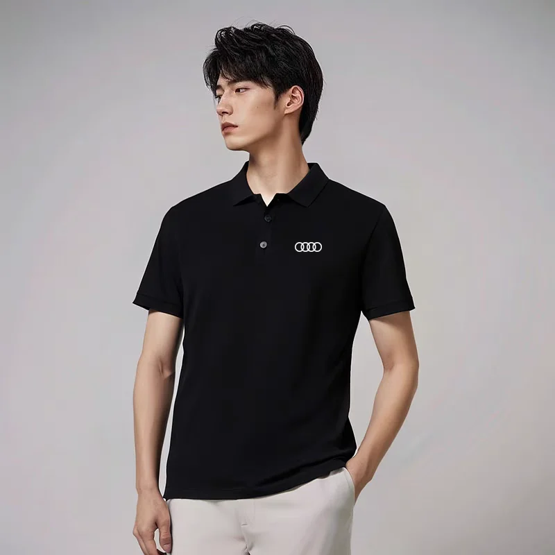 

Summer Audi Overalls Polo Shirt Short-sleeved T-shirt Lapel Car Beauty Repair 4S Shop Summer Business T-shirt Street Top