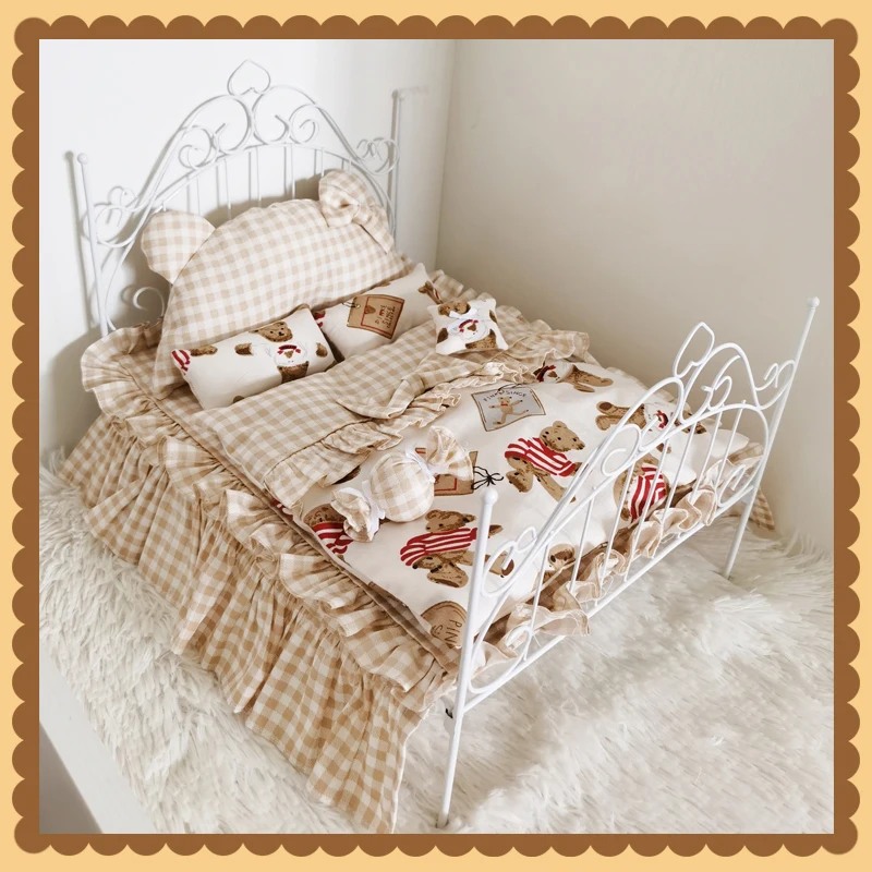 YESTARY BJD 1/6 Dollhouse Accessories 8pcs Bedding Set Furniture for Barbie Blythe 20cm Cotton Dollhouse Furniture Decoration