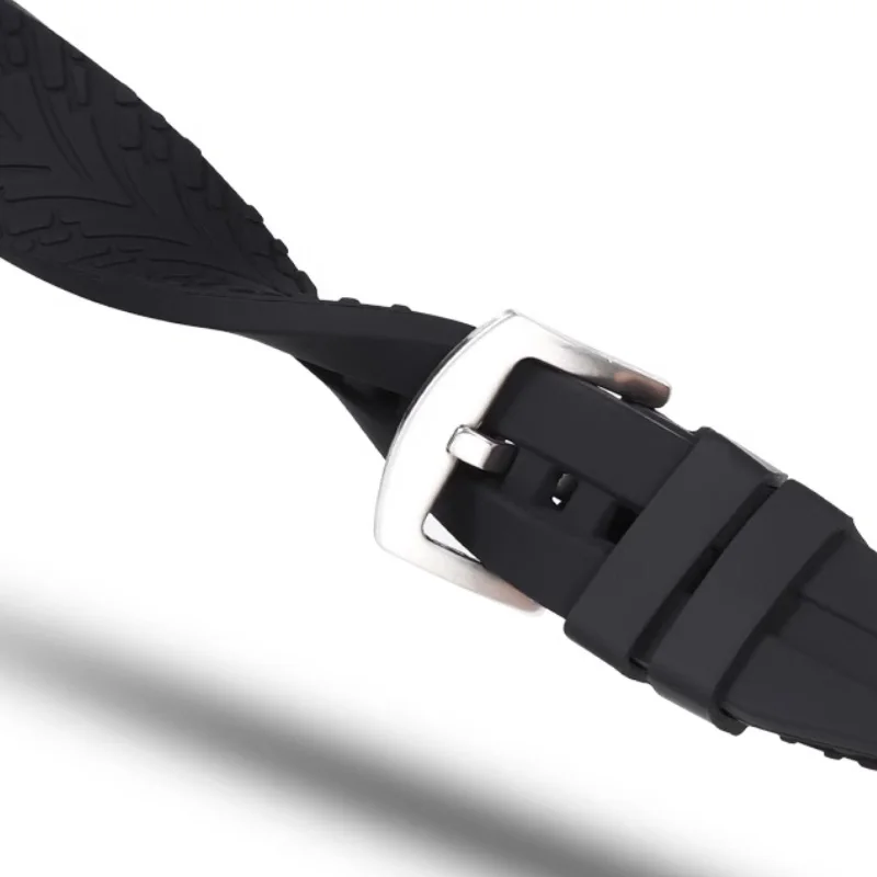 حزام ساعة مطاطي ممتد لأي حزام ساعة أسود 20 مم 22 مم XL مقاس 140 + 90 مم سوار معصم من السيليكون
