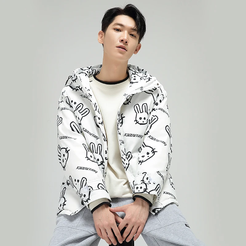 

GIOIOM's пуховик, осенне-зимний новый мультяшный принт, белый утиный пух, теплая легкая пуховая хлопковая куртка, пальто