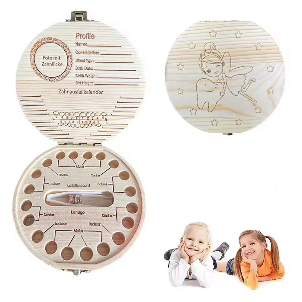 Wooden Baby Tooth Storage Box Kids Teeth Wood Box Organizer Commemorative Box Chirldren Collecting Umbilical Cord Storage Box