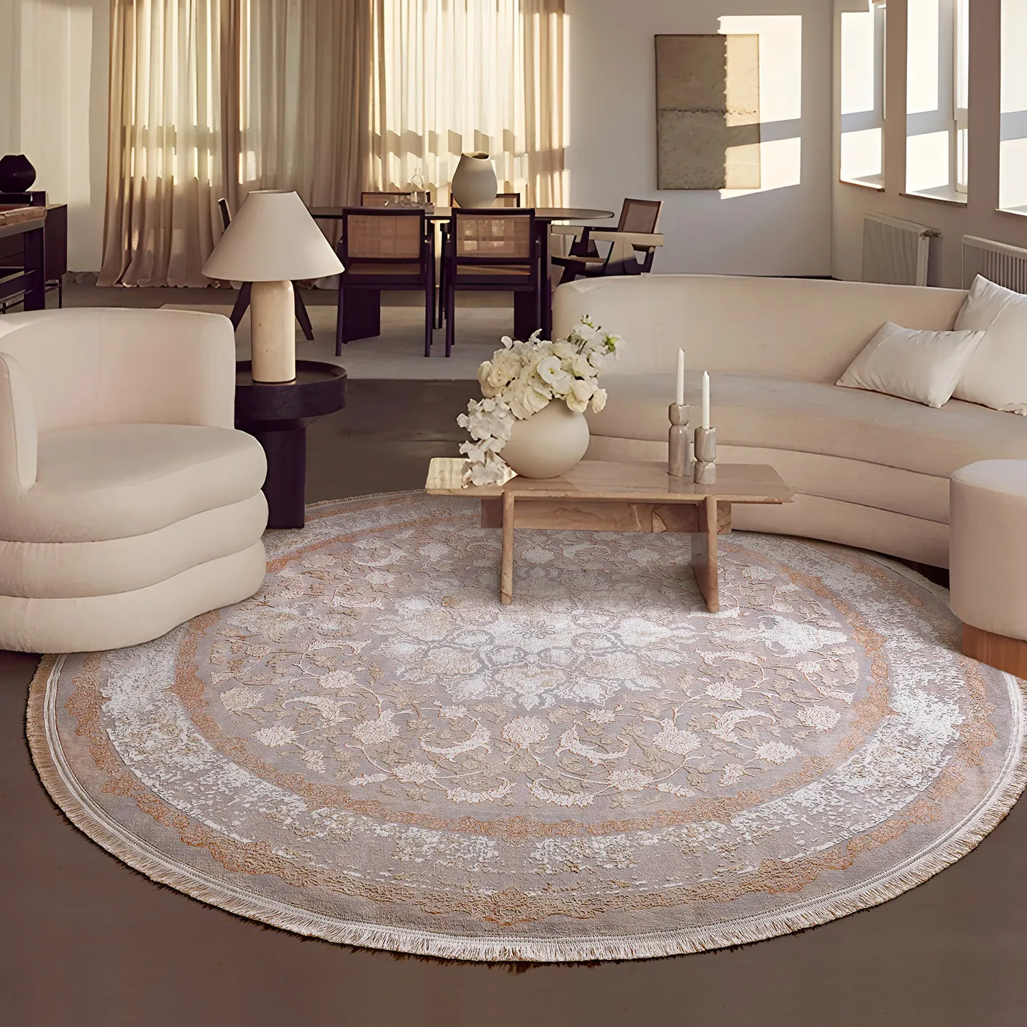 Persian Round Carpet Large Rug for Living Room Vintage American 2026 New Home Bedroom Area Rug Sofa Floor Mat Bedside Rug