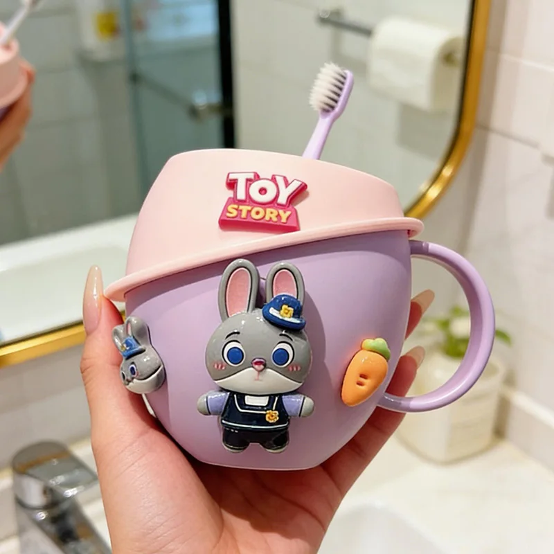 

Disney Zootopia Toothbrush Cup Set Cute Cartoon Judy Hopps Nick Wilde Anti Fall Toothbrush Cup with Toothbrush Bathroom Gifts