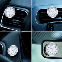 Waterproof Car Dashboard Panel Stick-On Luminous Clocks Vehicle Air Vent Mini Quartz Watches Motorcycle Bicycle Boat Timepiece