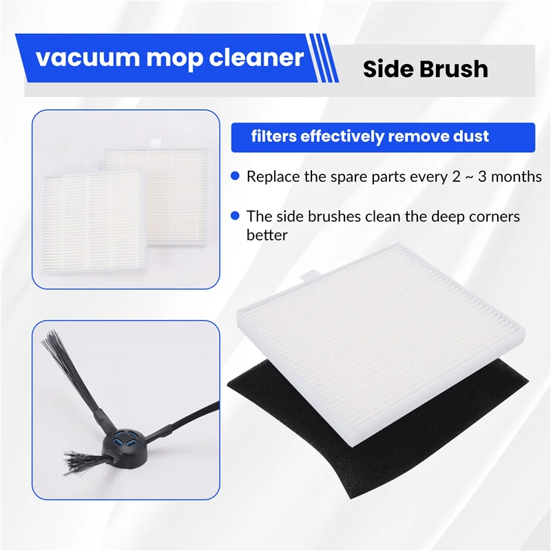 ABGR-อะไหล่ใช้งานร่วมกับสําหรับ Ilife V8S X750 X785 V80 หุ่นยนต์เครื่องดูดฝุ่น,ตัวกรอง Hepa,แปรงด้านข้าง