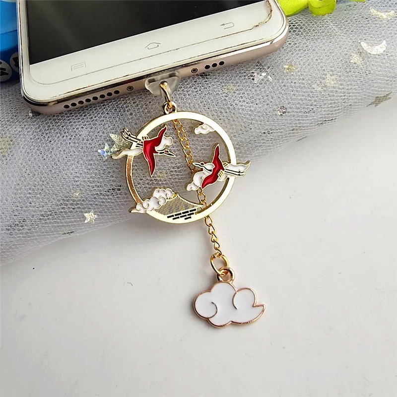 Bouchon anti-poussière de grue à couronne rouge, bouchon de protection anti-poussière, bouchon de port de charge mignon pour iPhone, breloque Kawaii Koi Type C