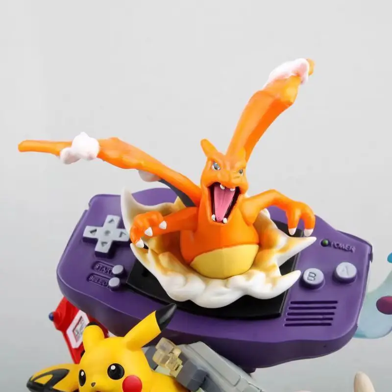 20cm pokemon pikachu anime figura pikachu máquina de jogo modelo gameboy pika mew charizard boneca pvc estátua ornamento decora brinquedo presente