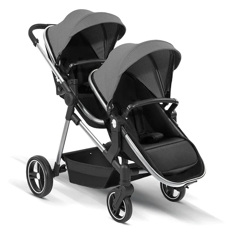 NIEUW Lichtgewicht dubbele kinderwagen Opvouwbare kinderwagen met dubbele zitplaats Draagbare dubbele multifunctionele kinderwagen Kan aan boord worden genomen