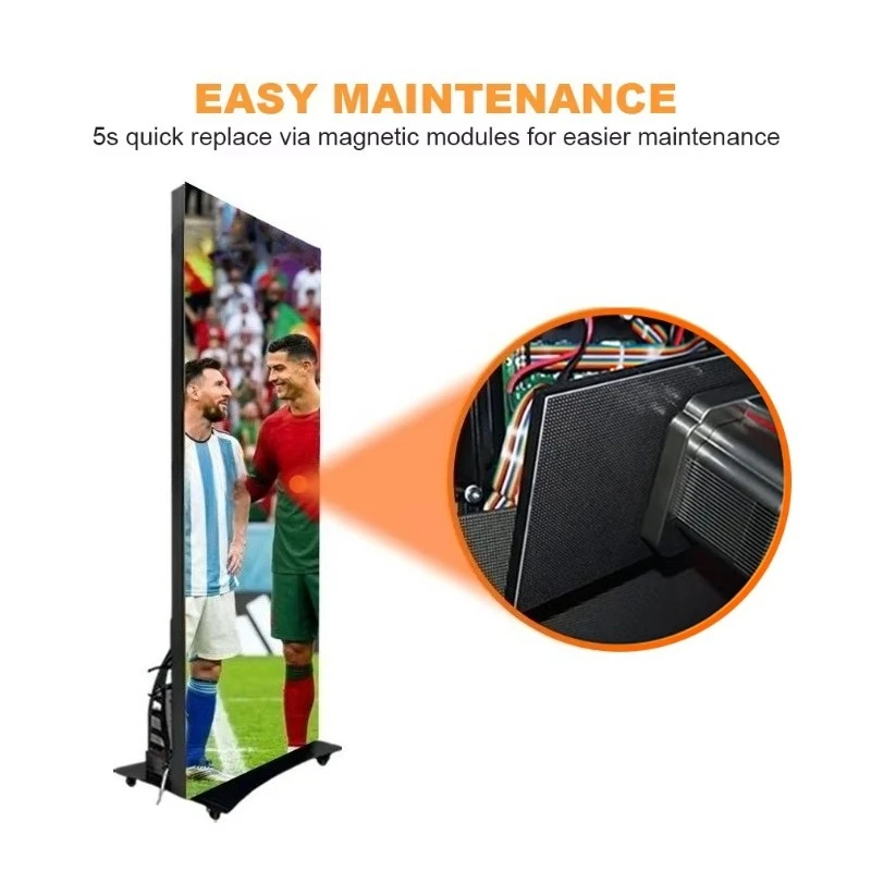 Mobile Lightweight P2 P2.5 Indoor LED Poster Screen Fast Setup Lockable Wheels 3-Year Warranty Manufacturer