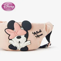 Disney Cartoon Minnie Cute and Fashionable Children's Pink Twill Canvas Bag Mini Casual Small Waist Bag