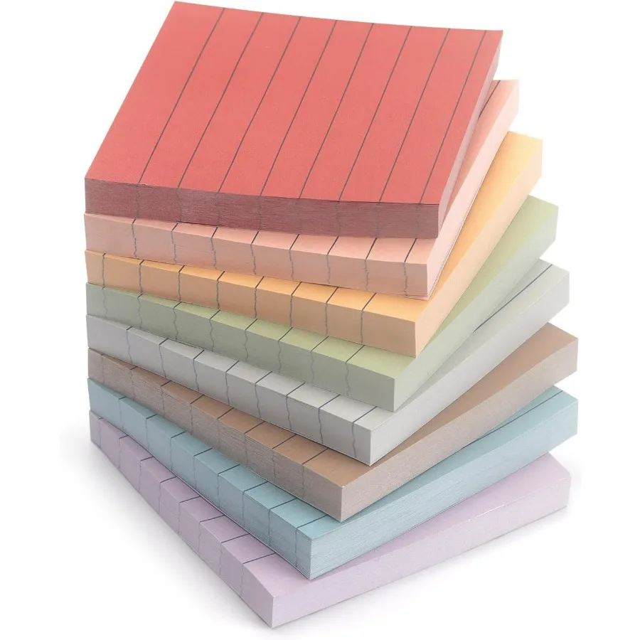 

8 Pads Lined Sticky Notes Vintage Color 3x3 in SelfStick Sticky Note Pads Lined Pads 8 Pads Pack 640 Sheets Easy to Paste for O