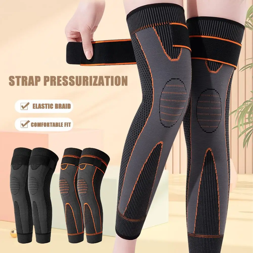 Compression Knee Pads Support Lengthen Stripe Sport Sleeve Protector Elastic Long Warm Kneepad Brace Volleyball Running 1pc