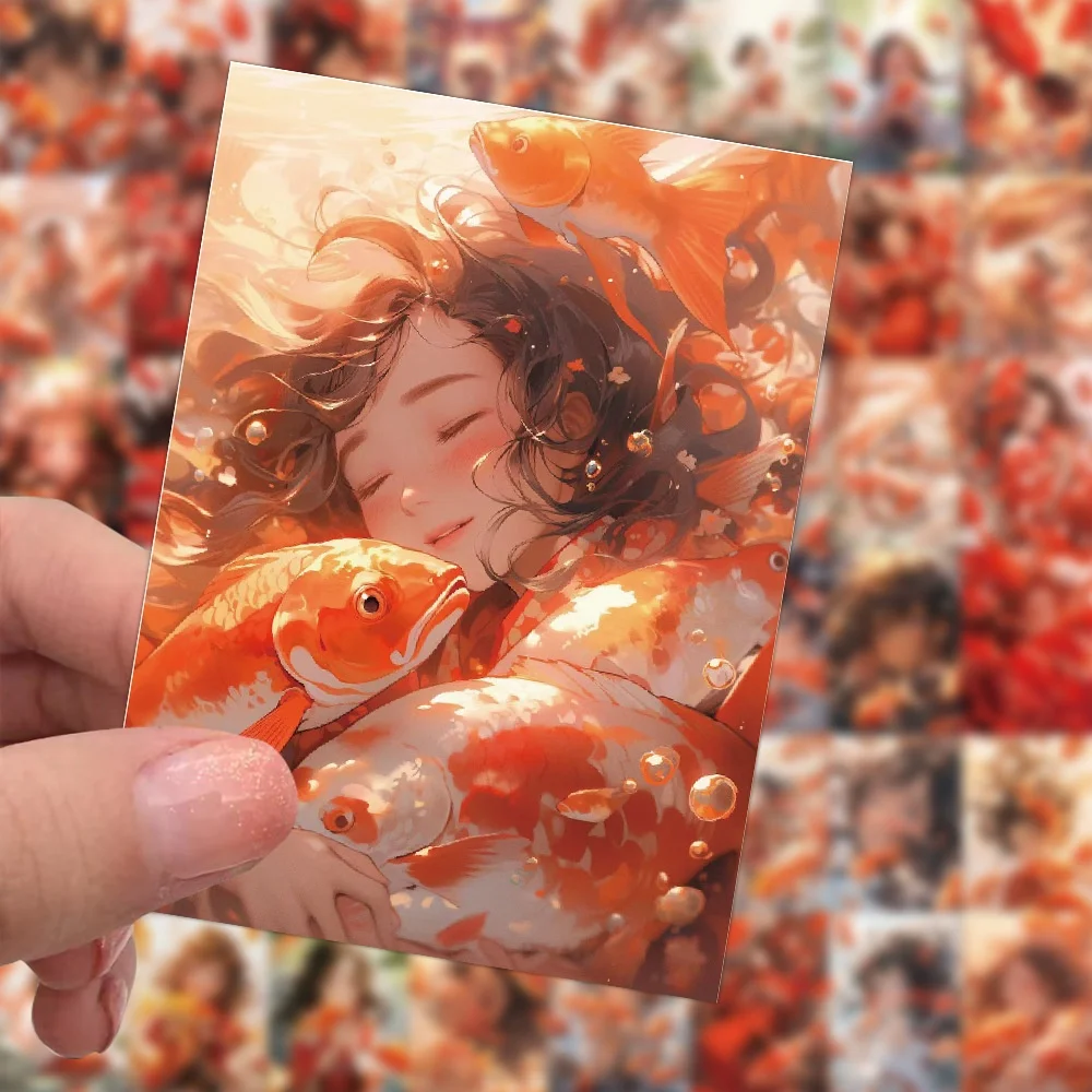 60 قطعة كوي الكارب أنيمي الفتيات مقاوم للماء ملصقات الكتابة على الجدران لخوذة حساب اليد مقلمة الشارات BulingBuling ملصقات مخزن #2