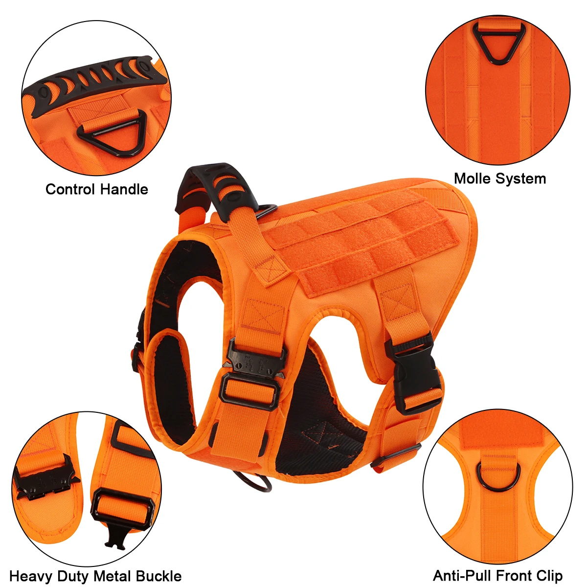 Arnés antitirones naranja para perro con correa elástica bungee - imagen 4