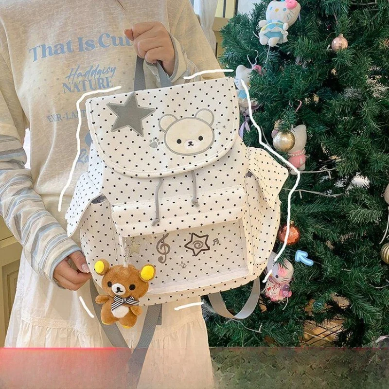2026 New College Style Large Capacity Double Shoulder School Bag Multi Pocket Cute Retro Lightweight Backpack for Class