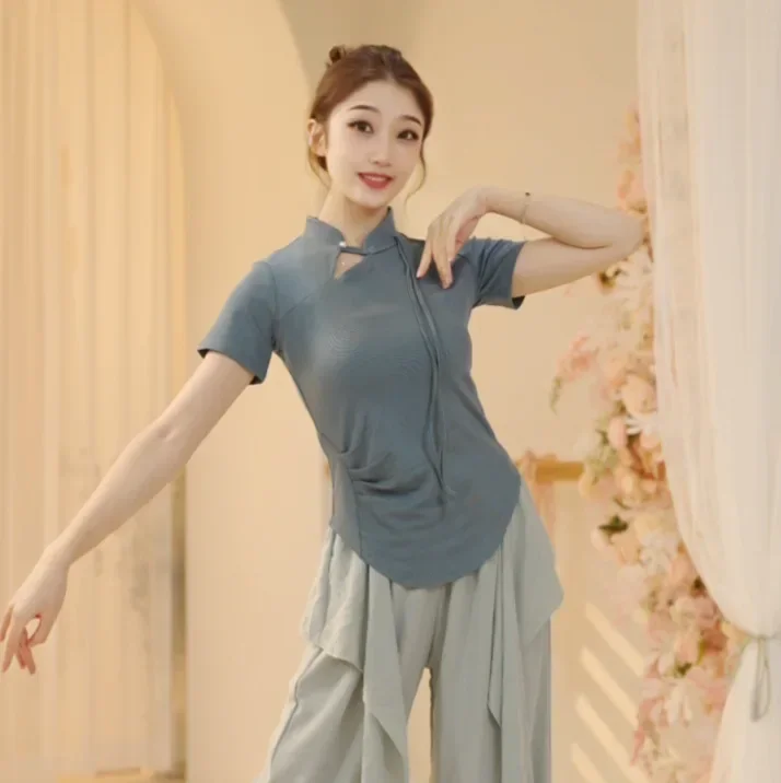 

Одежда для тренировок Женский взрослый воротник-стойка Улучшенный Cheongsam Современный танец Одежда для классических танцев Одежда для тела